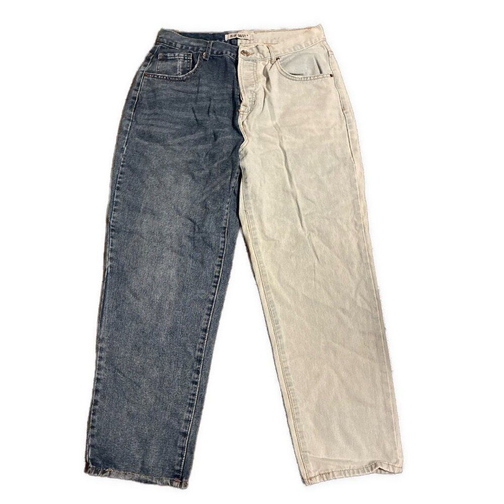 Blue Savvy Blue Straight Wide Leg High Rise Jeans Denim 13 31 Large